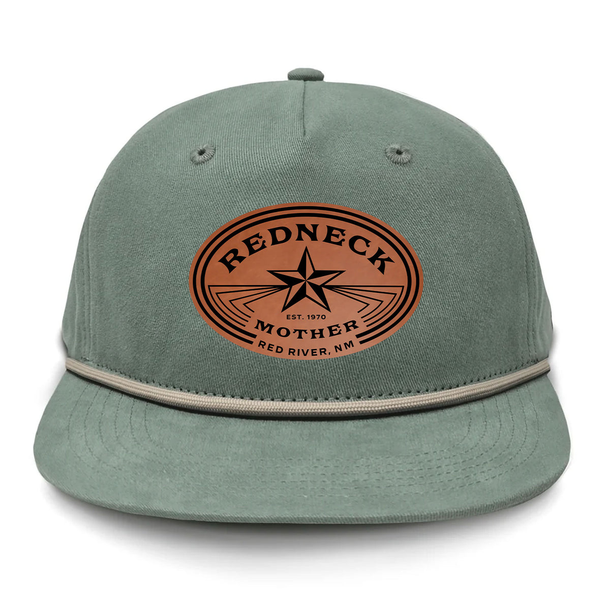 Redneck Mother Flat Bill Rope Leather Patch Hat