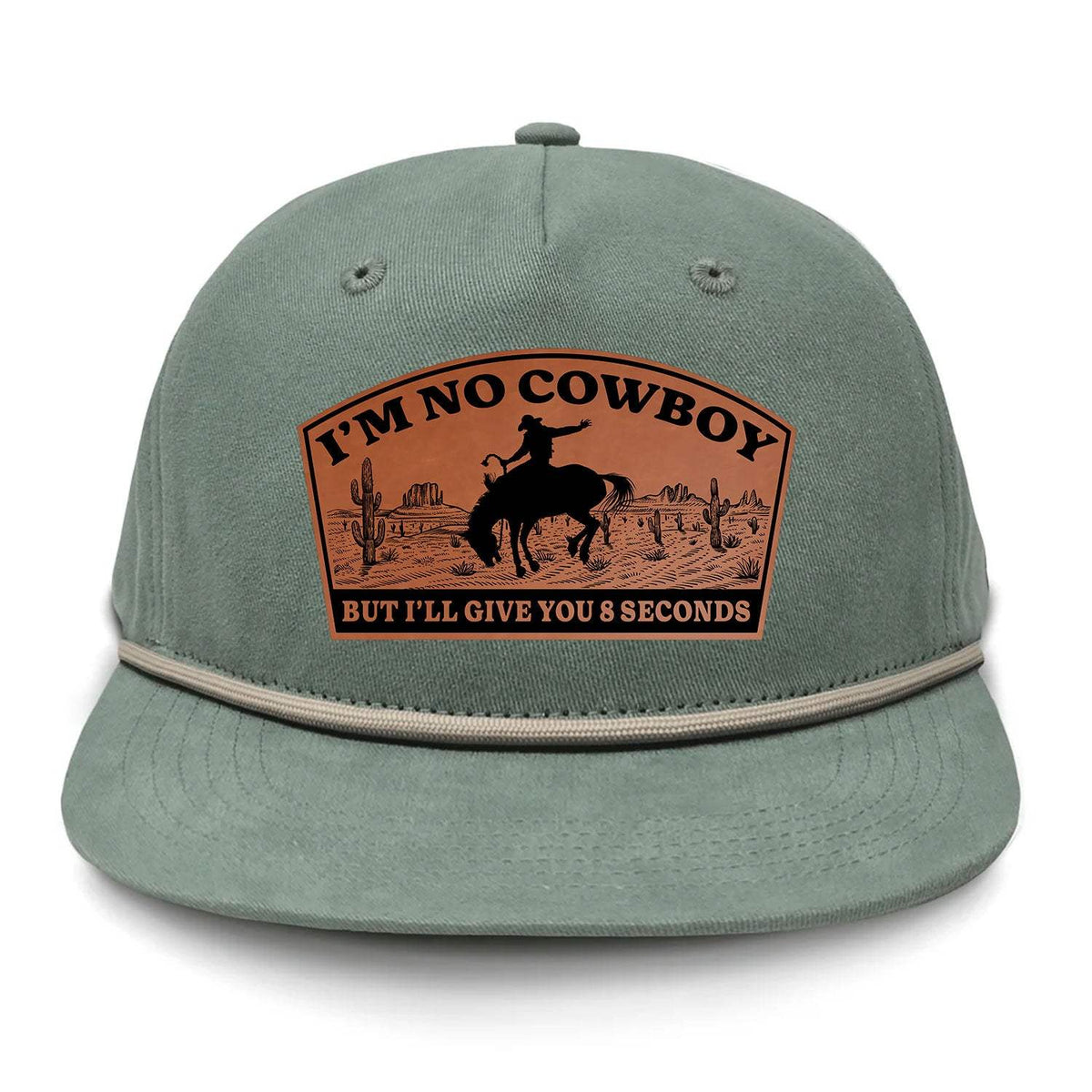 I'm NoCowboy Flat Bill Rope Leather Patch Hat - Barnacle