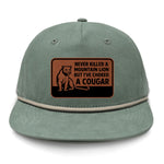 Choked A Cougar Flat Bill Rope Leather Patch Hat