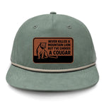 Choked A Cougar Flat Bill Rope Leather Patch Hat - Barnacle