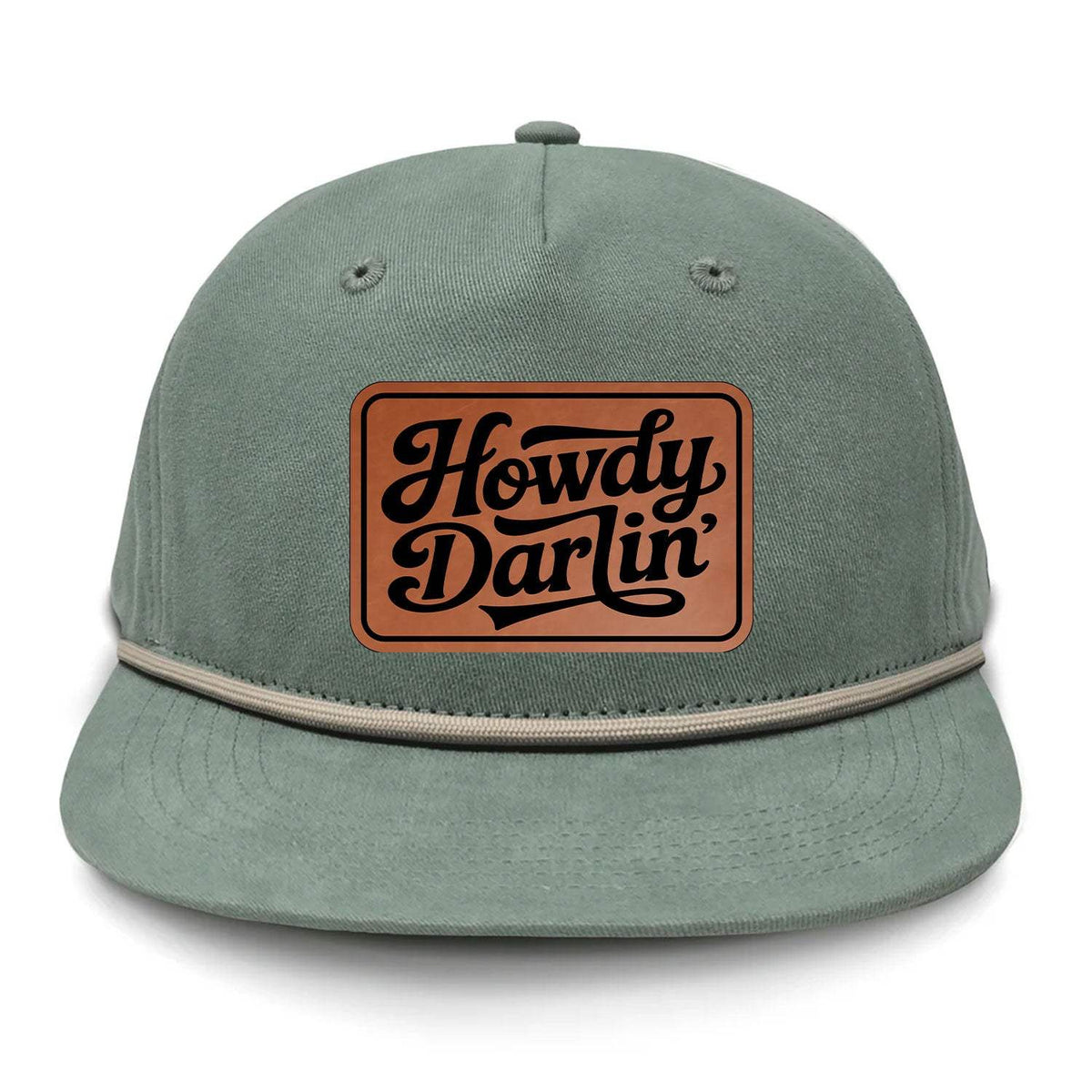 Howdy Darlin' Flat Bill Rope Leather Patch Hat - Barnacle