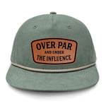 Over Par And Under The Influence Flat Bill Rope Leather Patch Hat - Barnacle