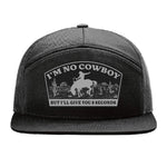 I'm No Cowboy 7 Panel Hat - Black