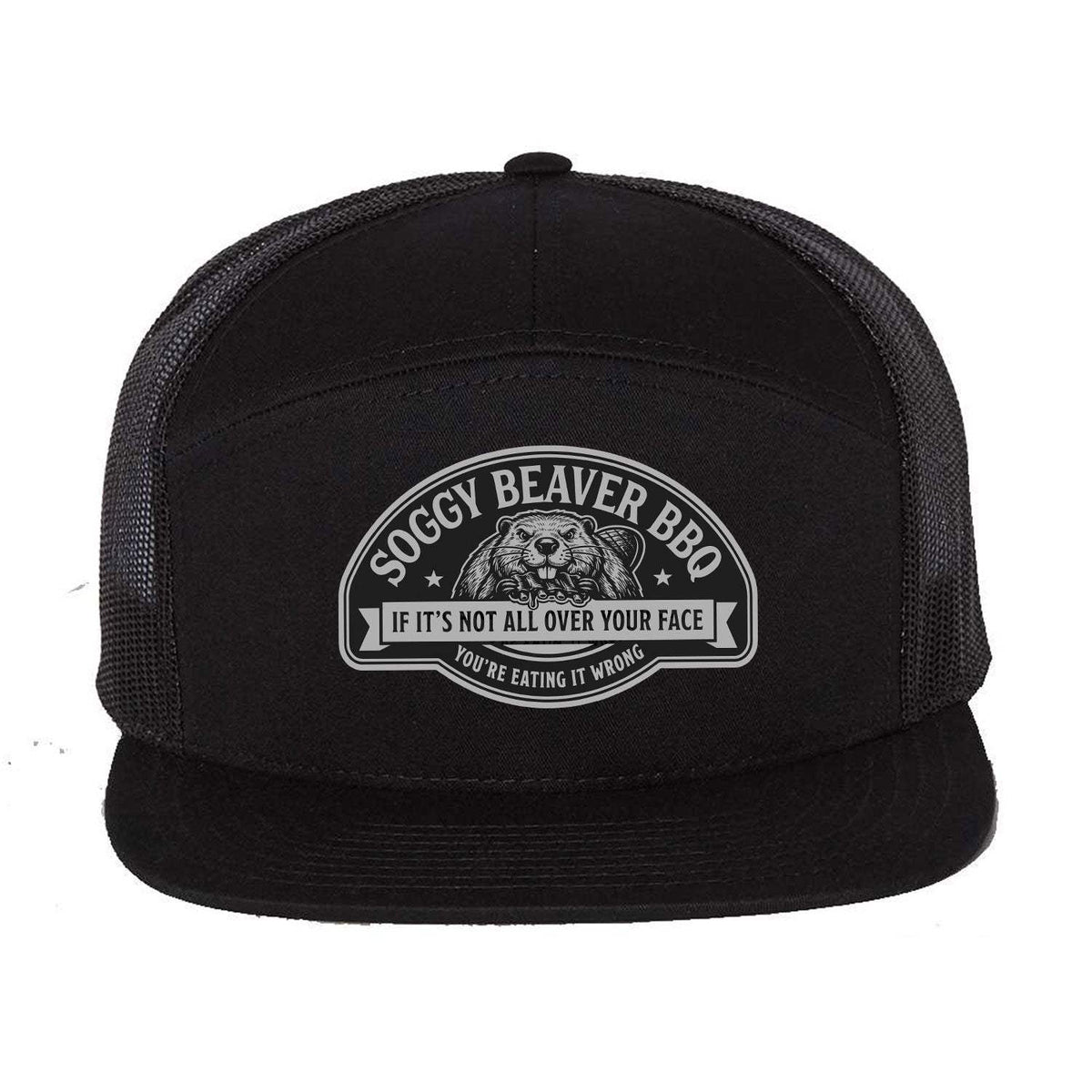 Soggy Beaver BBQ 7 Panel Hat - Black