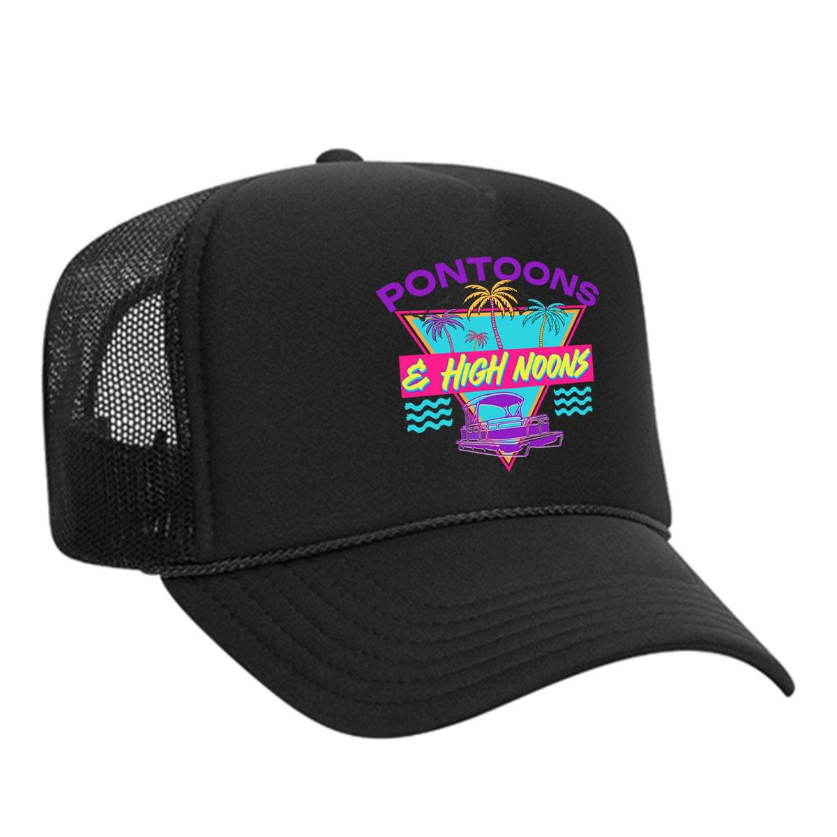 Pontoons and High Noons Foam Trucker Hat - Black