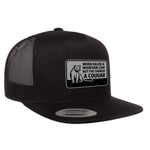 Choked A Cougar Flat Bill Leather Patch Hat - Black