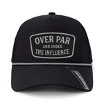 Over Par And Under The Influence Performance Leather Patch Hat - Black