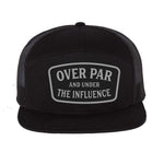Over Par And Under The Influence 7 Panel Hat - Black