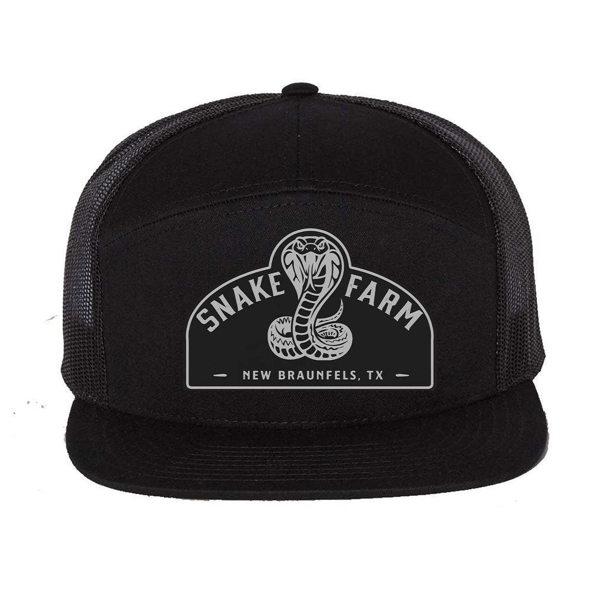 Snake Farm 7 Panel Hat - Black