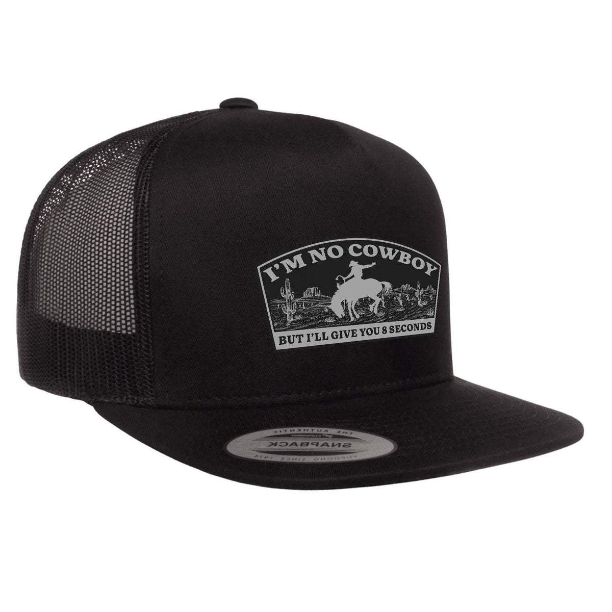 I'm No Cowboy Flat Bill Hat - Black