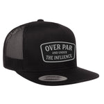 Over Par And Under The Influence Flat Bill Leather Patch Hat