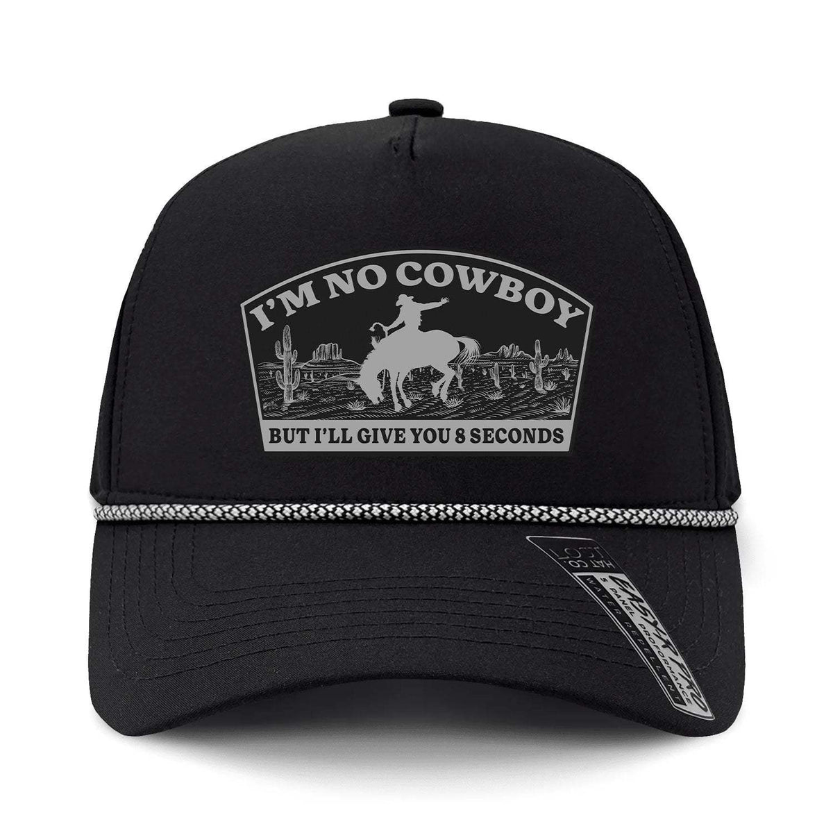 I'm No Cowboy Performance Leather Patch Hat - Black