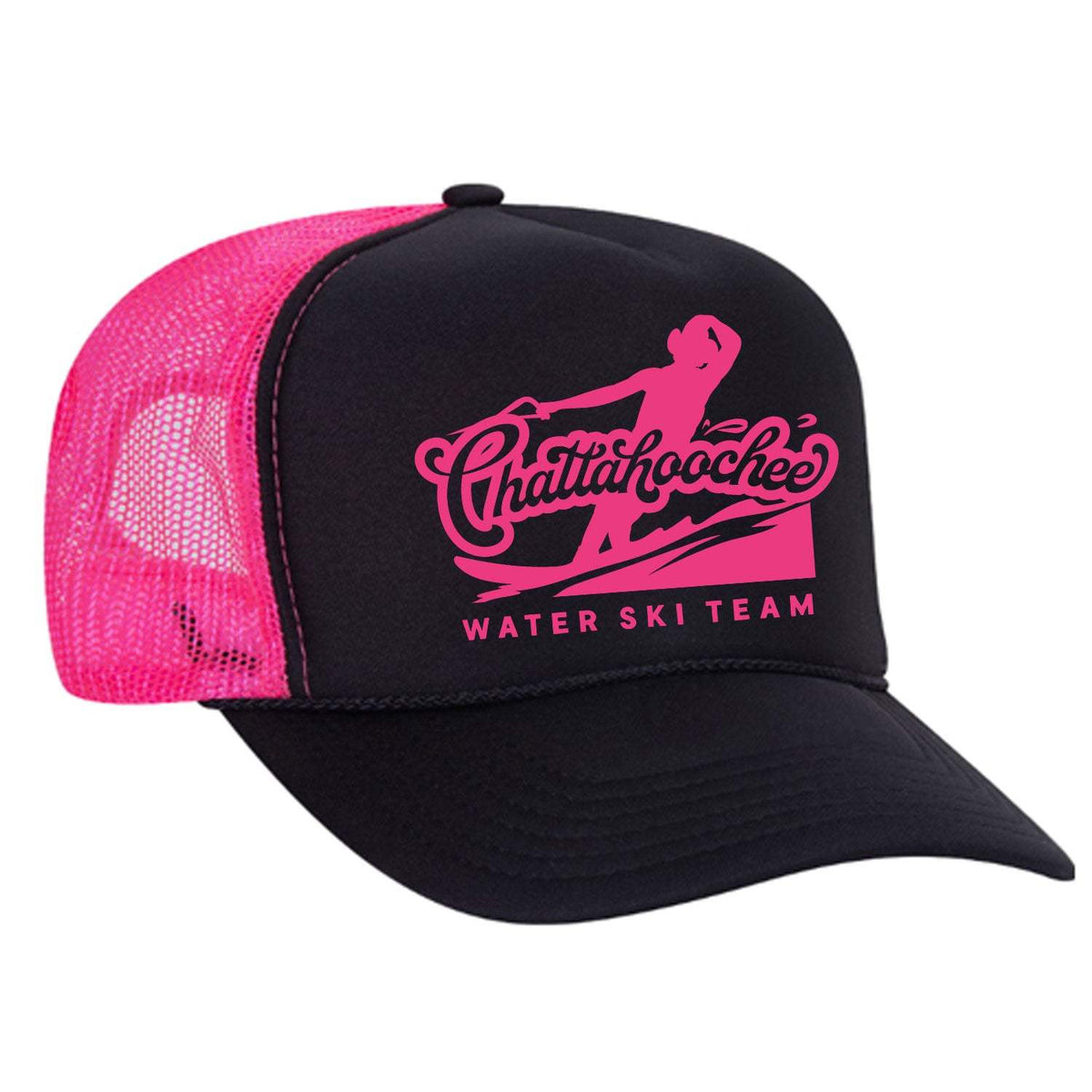 Chattahoochee Ski Team Foam Trucker Hat - Black / Neon Pink