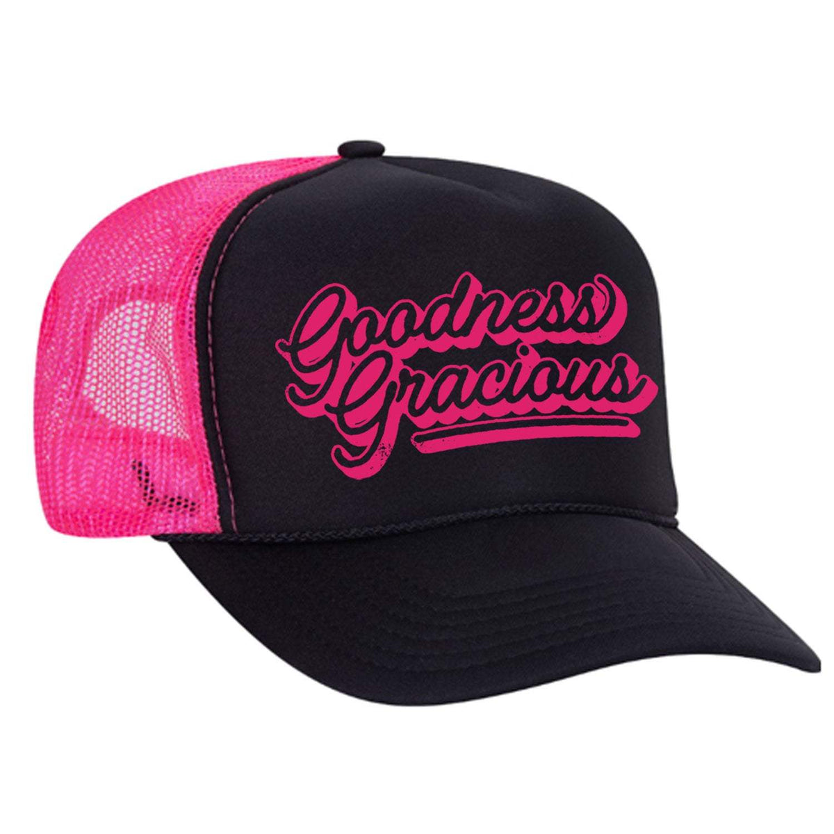 Goodness Gracious Foam Trucker Hat - Black / Neon Pink