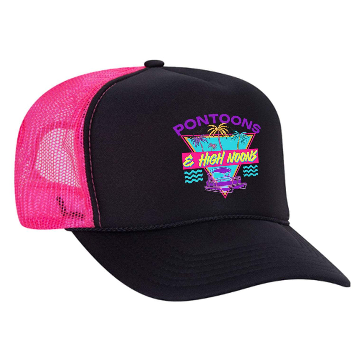 Pontoons and High Noons Foam Trucker Hat - Black / Pink
