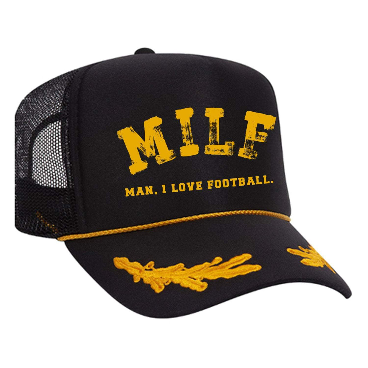 Man, I Love Football Foam Trucker Hat - Black / Captain