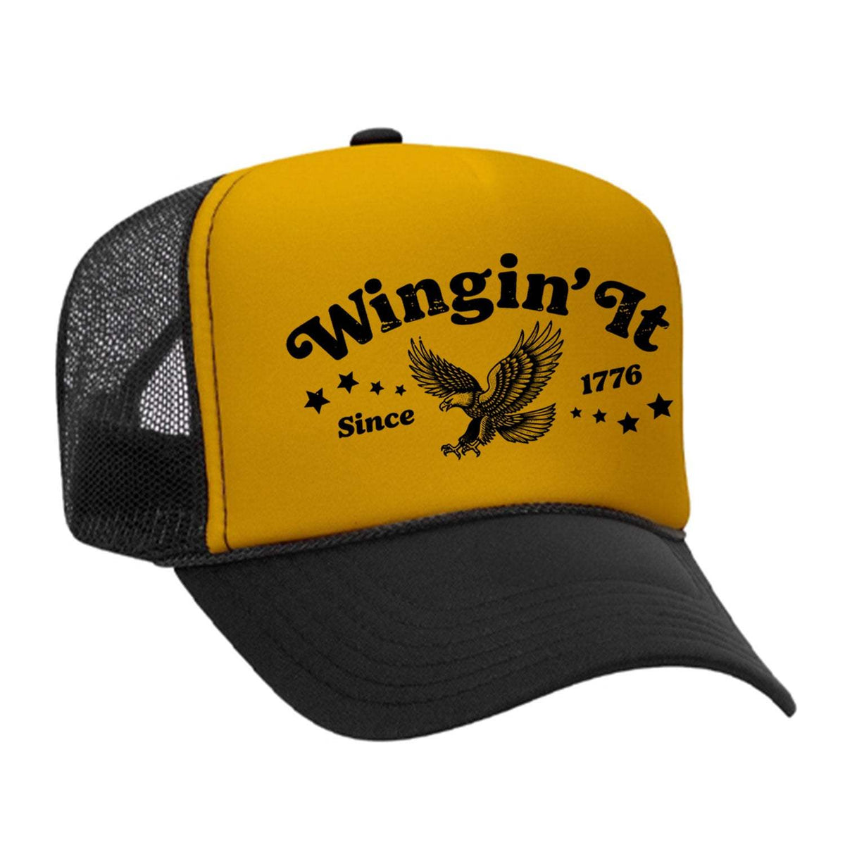 Wingin' It Foam Trucker Hat - Black / Gold
