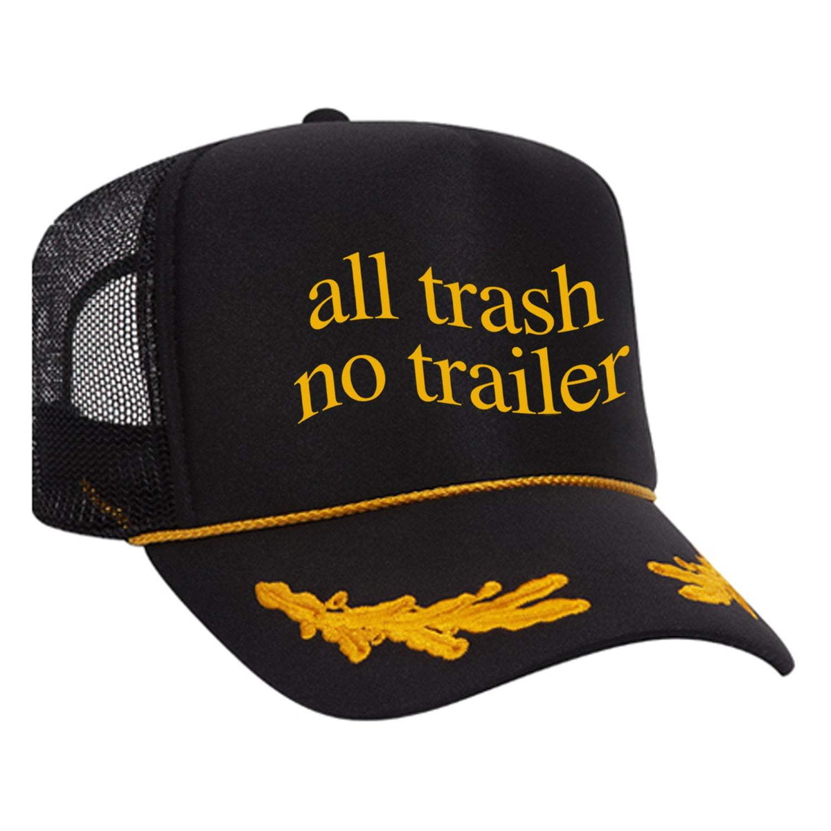 All Trash No Trailer Foam Trucker Hat - Black / Gold