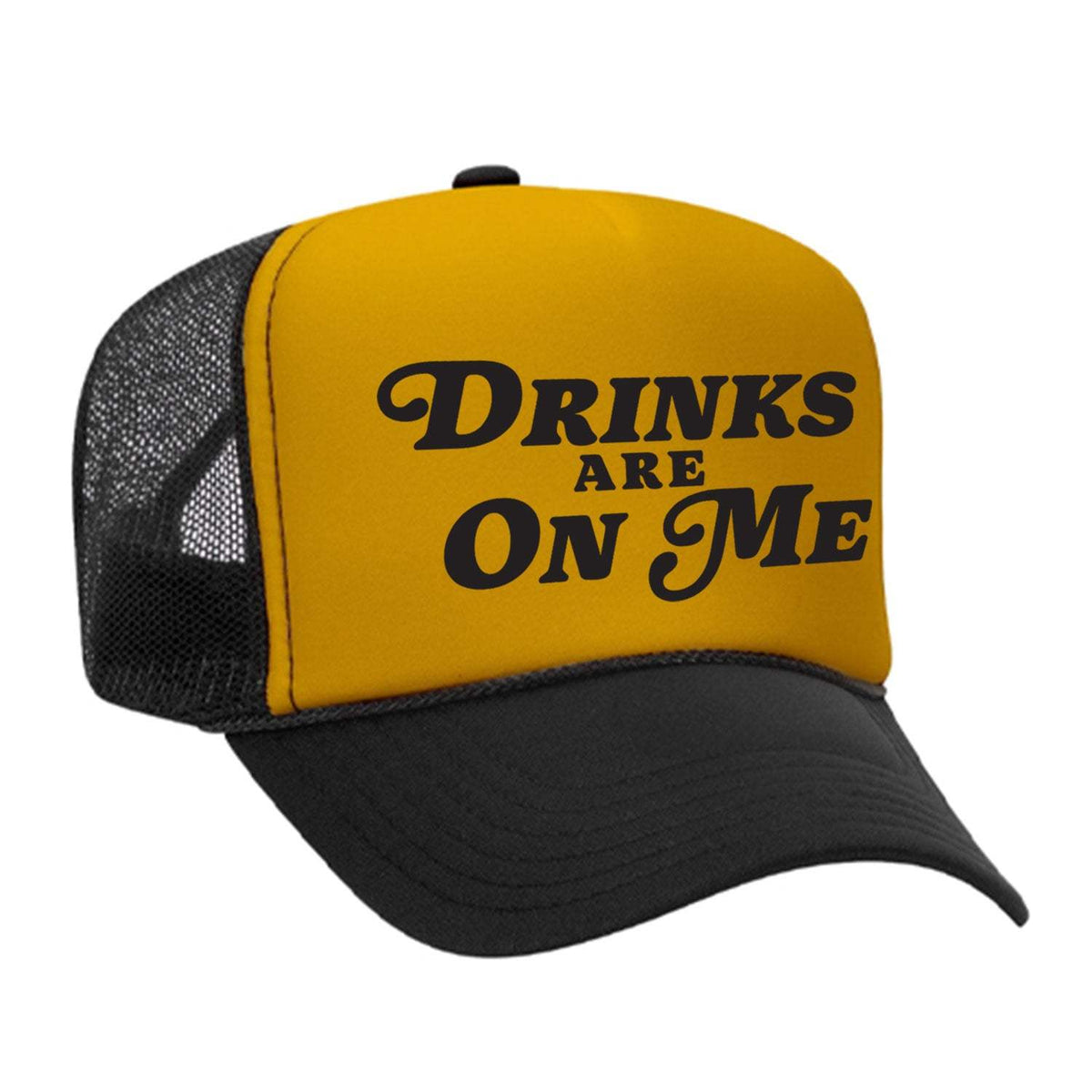 Drinks Are On Me Foam Trucker Hat - Black / Gold