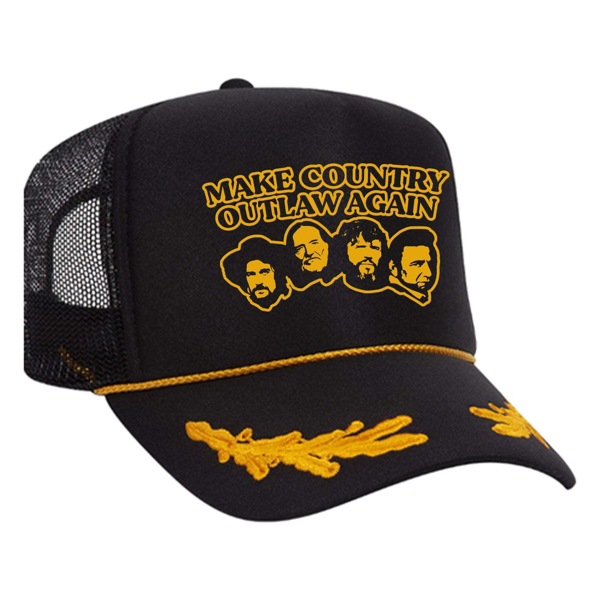 Make Country Outlaw Again Foam Trucker Hat - Black / Gold / Captain