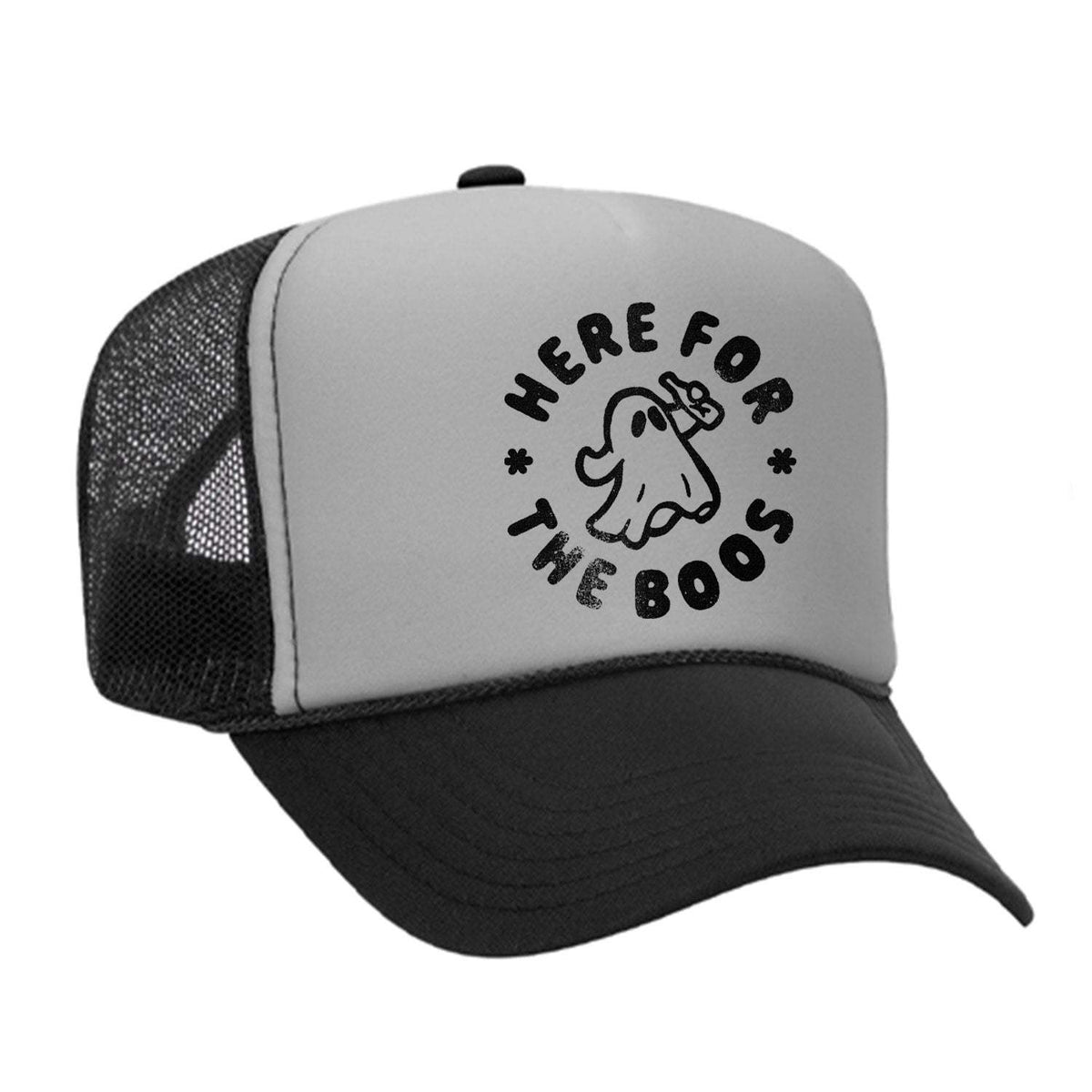 Here For The Boos Foam Trucker Hat - Black / Grey