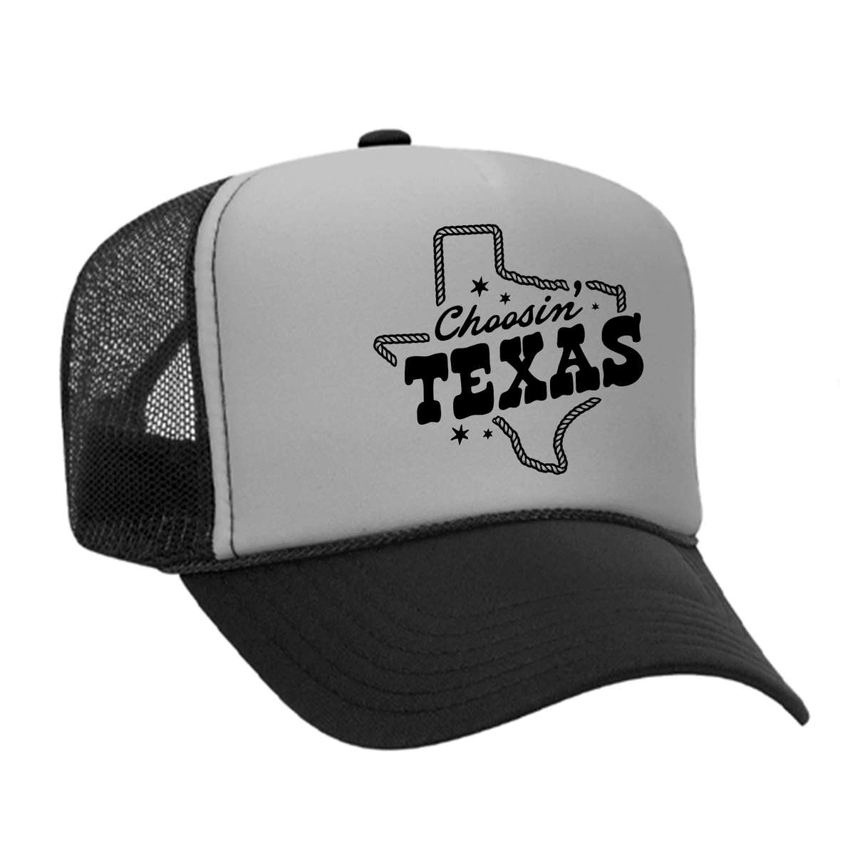 Choosin' Texas Foam Trucker Hat - Black / Grey