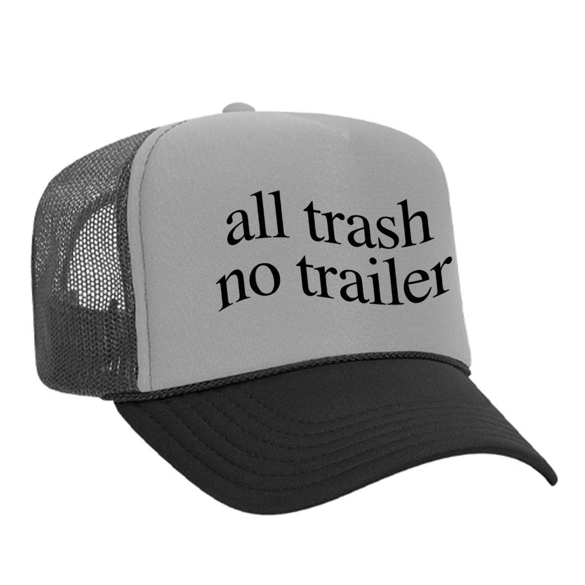 All Trash No Trailer Foam Trucker Hat - Black / Grey / Charcoal