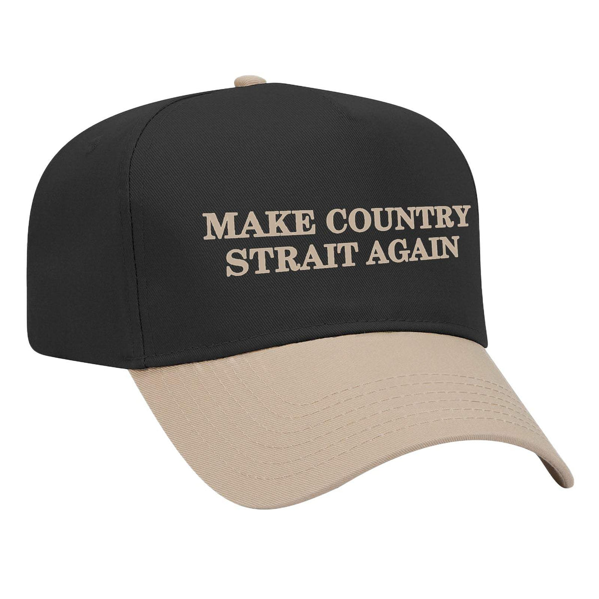 Make Country Strait Again Embroidered Mid-Profile Hat - Black / Khaki