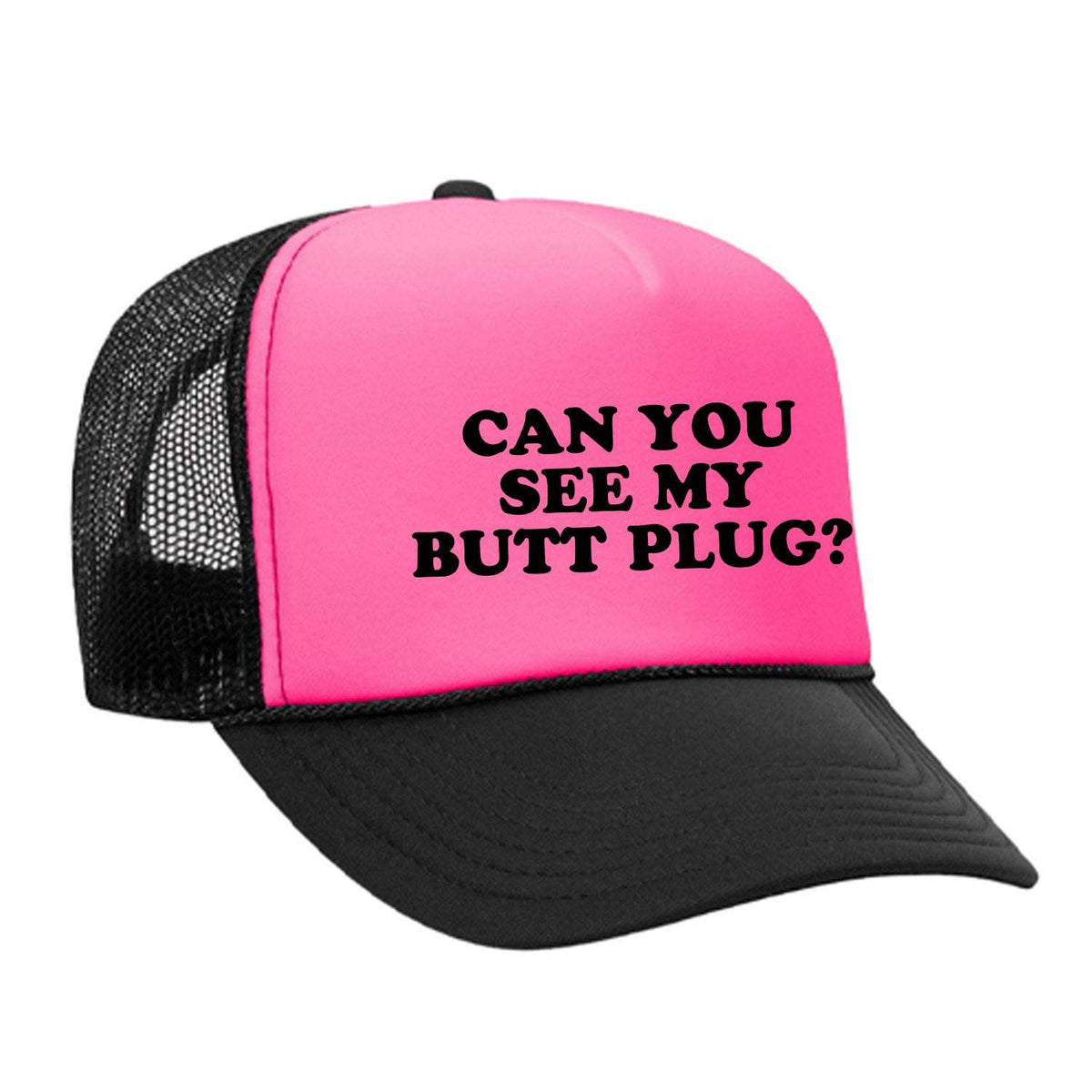 Can You See My Butt Plug? Foam Trucker Hat - Black / Pink