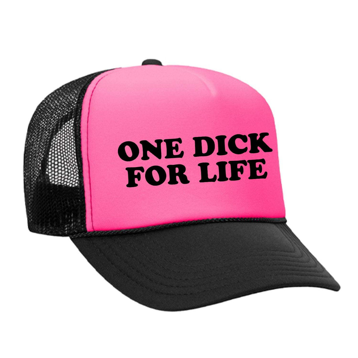 One Dick For Life Foam Trucker Hat - Black / Pink