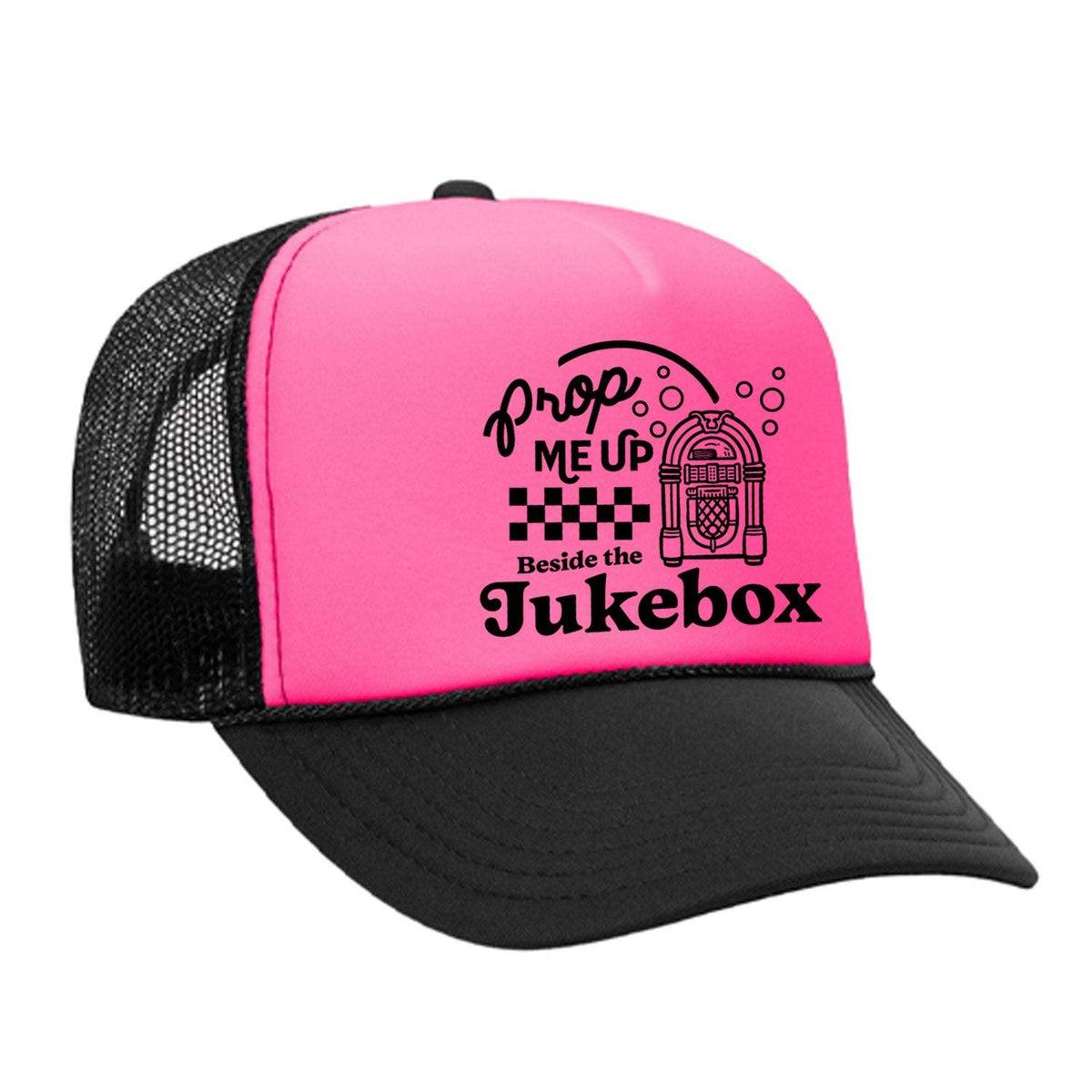 Prop Me Up Beside The Jukebox Foam Trucker Hat - Black / Pink