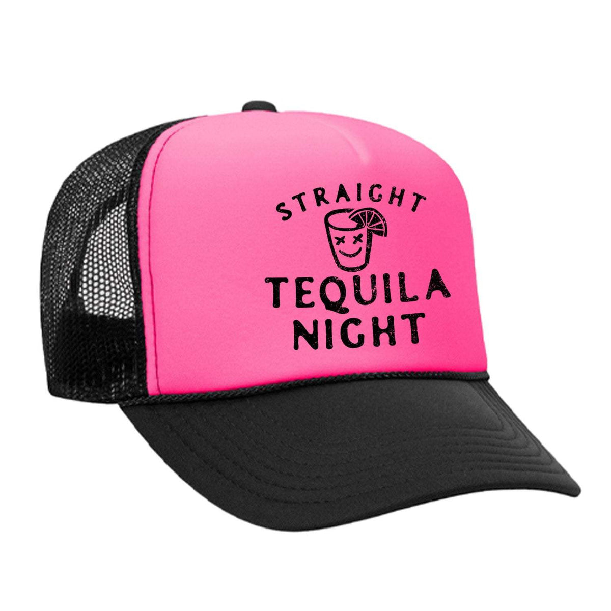 Straight Tequila Night Foam Trucker Hat - Black / Pink