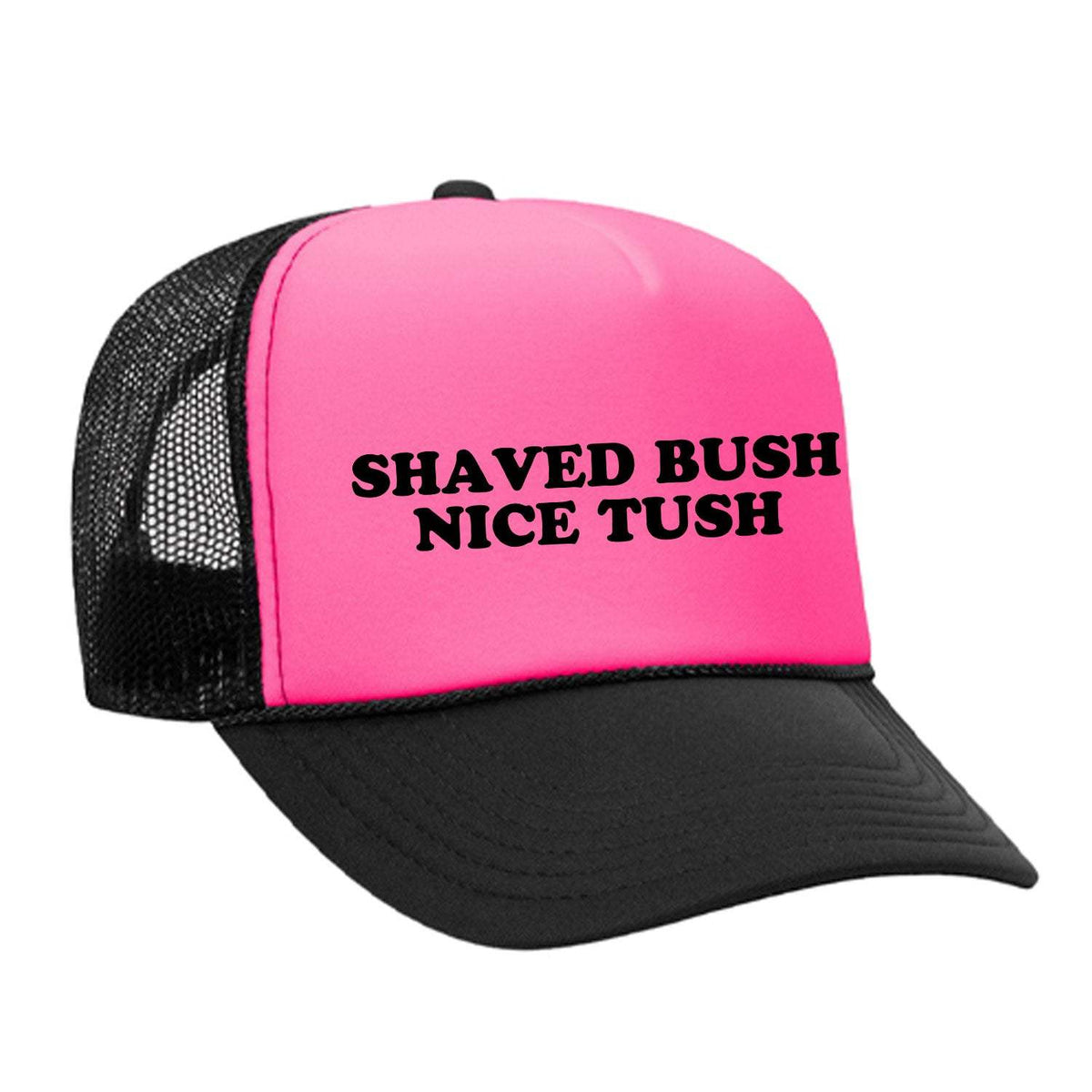 Shaved Bush Nice Tush Foam Trucker Hat - Black / Pink