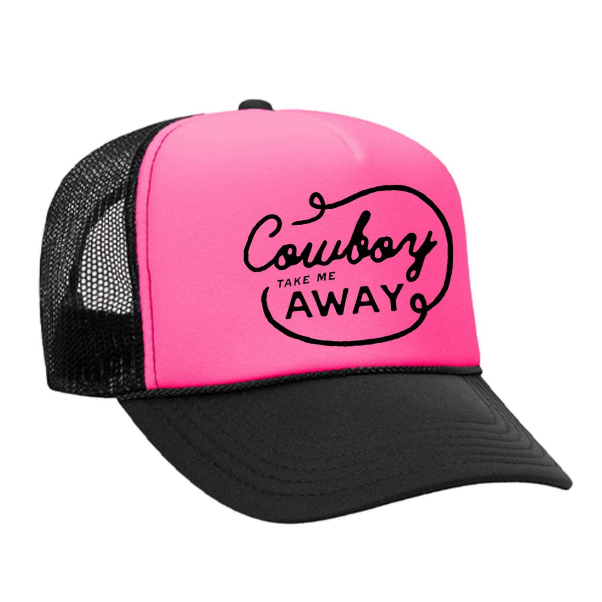 Cowboy Take Me Away Foam Trucker Hat - Black / Pink