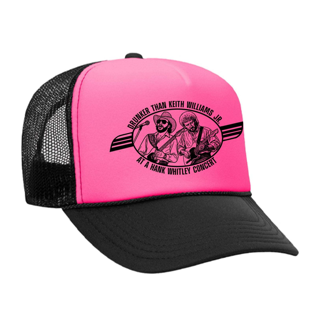 Hank Whitley Foam Trucker Hat - Black / Pink