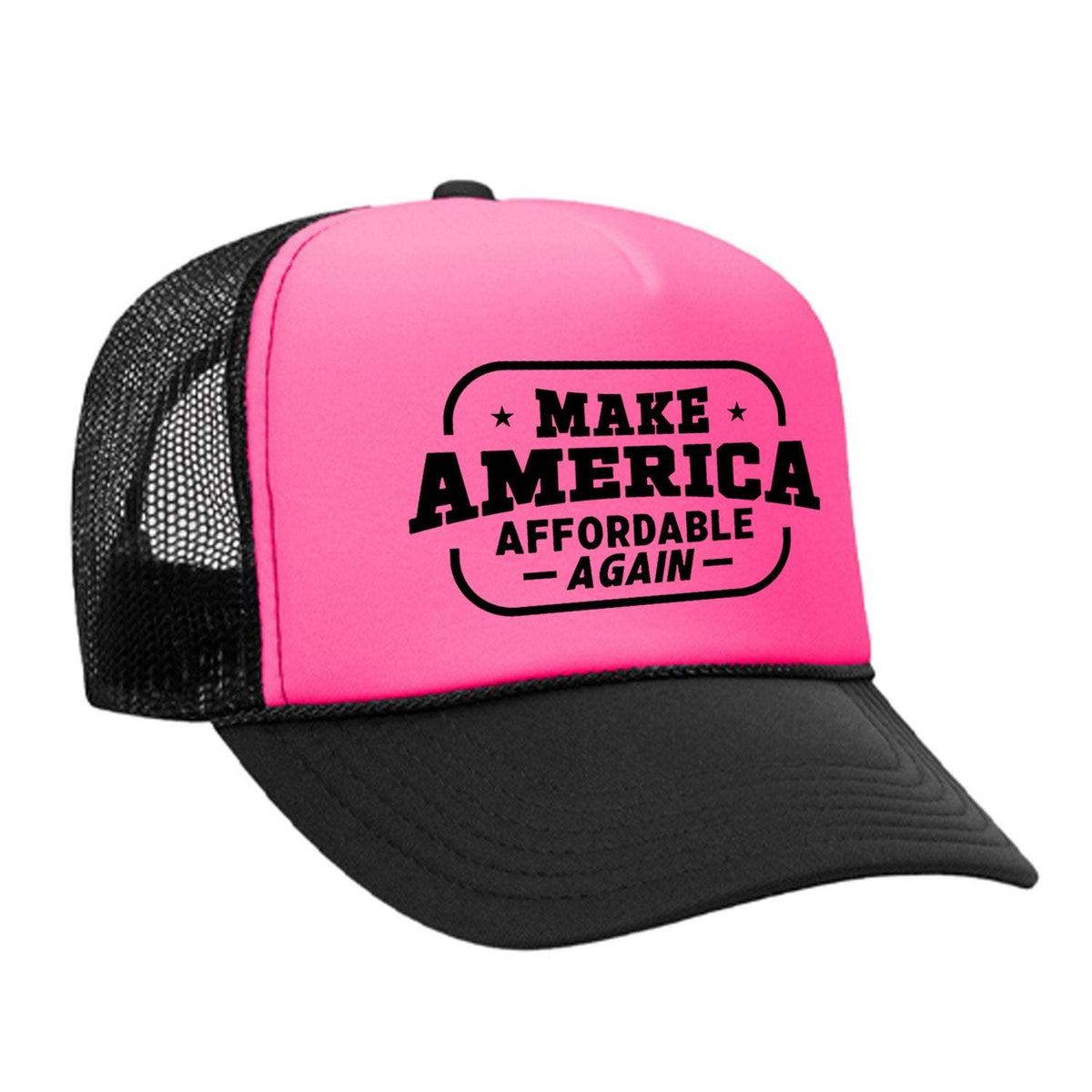 Make America Affordable Again Foam Trucker Hat - Black / Pink