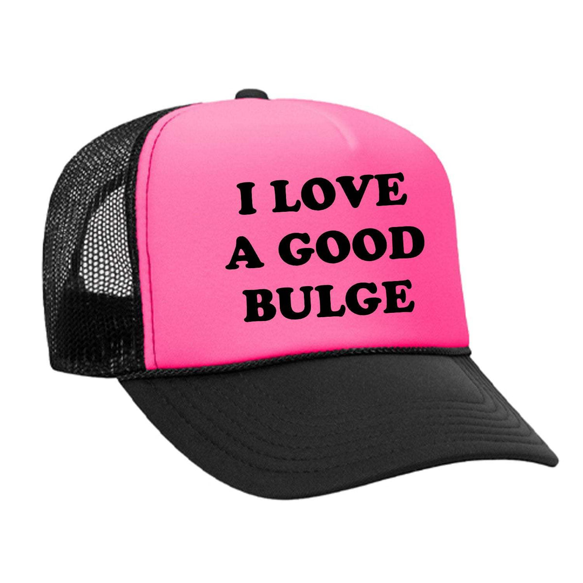 I Love A Good Bulge Foam Trucker Hat Black/Pink Sale - Black / Pink
