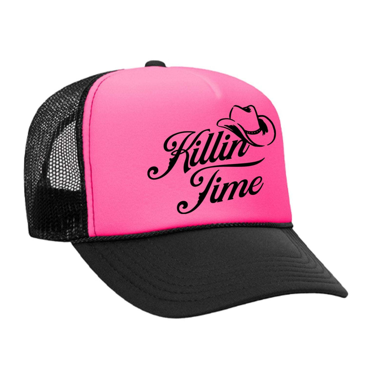 Killin' Time Foam Trucker Hat - Black / Pink