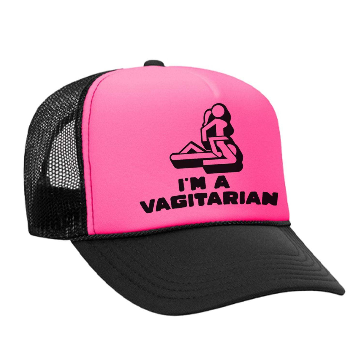 I'm A Vagitarian Foam Trucker Hat - Black / Pink