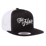The Hag Embroidered Flat Bill Hat - Black / White