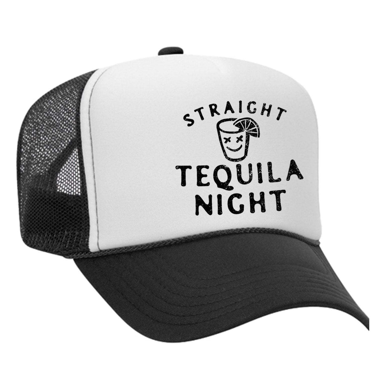 Straight Tequila Night Foam Trucker Hat - Black / White