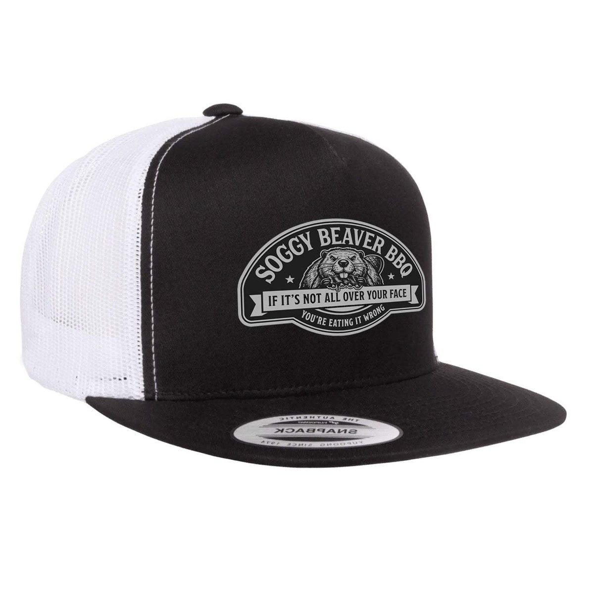 Soggy Beaver BBQ Flat Bill Hat - Black / White