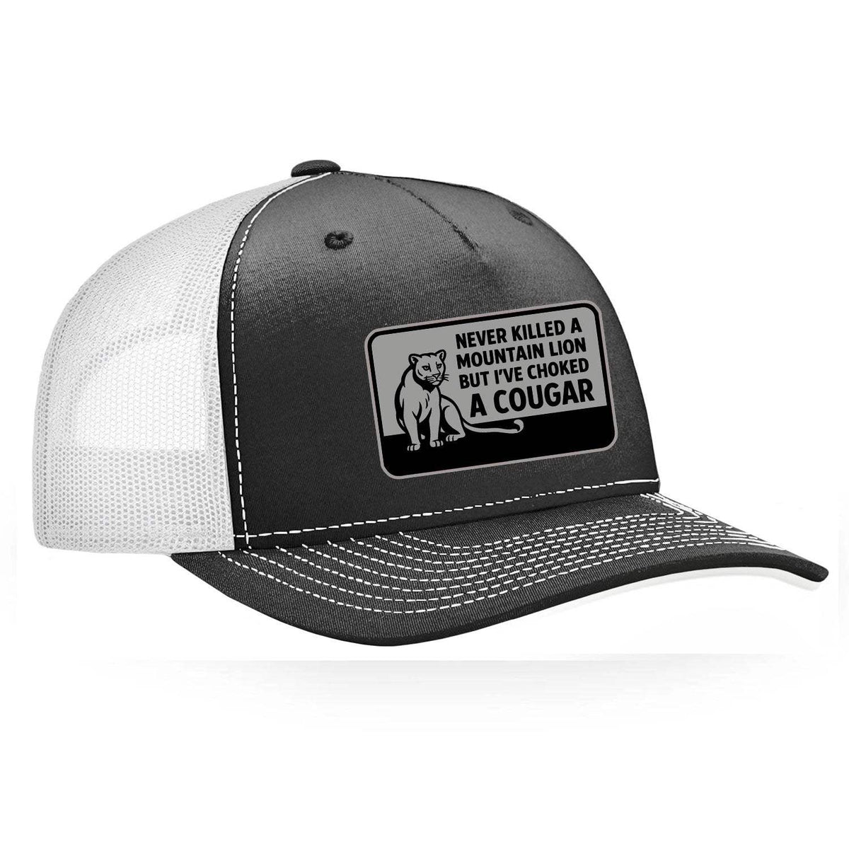 Choked A Cougar Classic Trucker Hat - Black / White