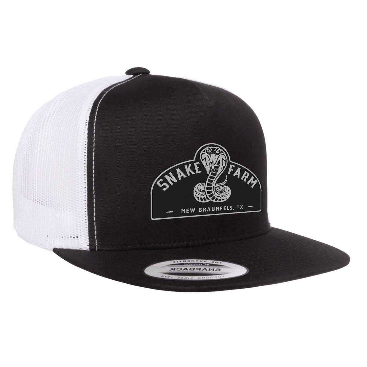 Snake Farm Flat Bill Hat - Black / White