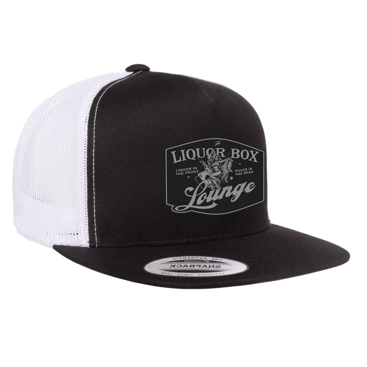 The Liquor Box Lounge Flat Bill Hat - Black / White