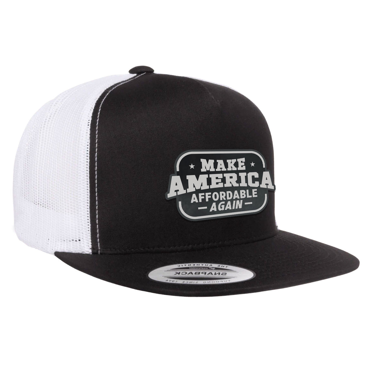 Make America Affordable Again Flat Bill Hat - Black / White