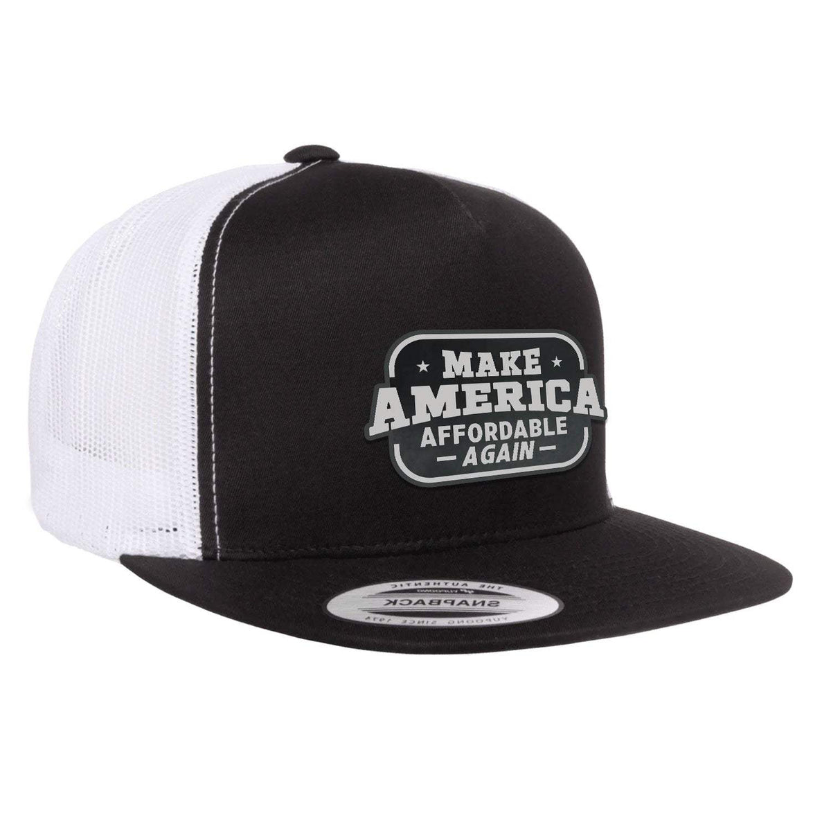 Make America Affordable Again Flat Bill Hat - Black / White