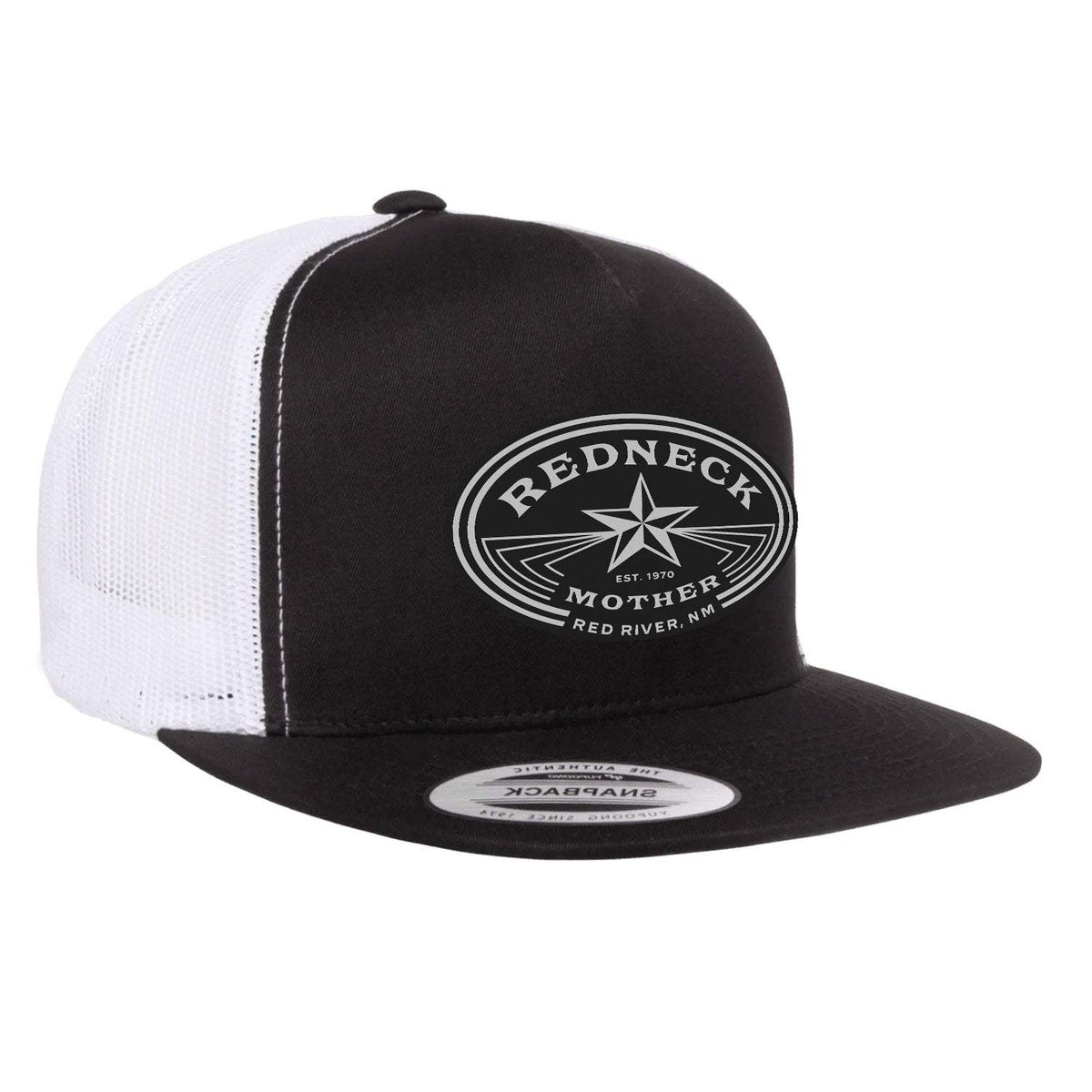 Redneck Mother Flat Bill Hat - Black / White