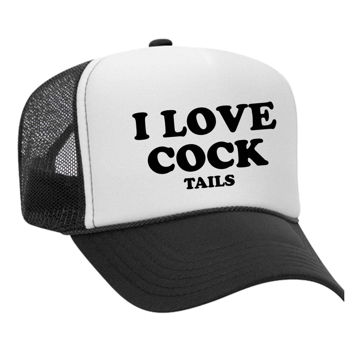 I Love Cock Tails Foam Trucker Hat - Black / White