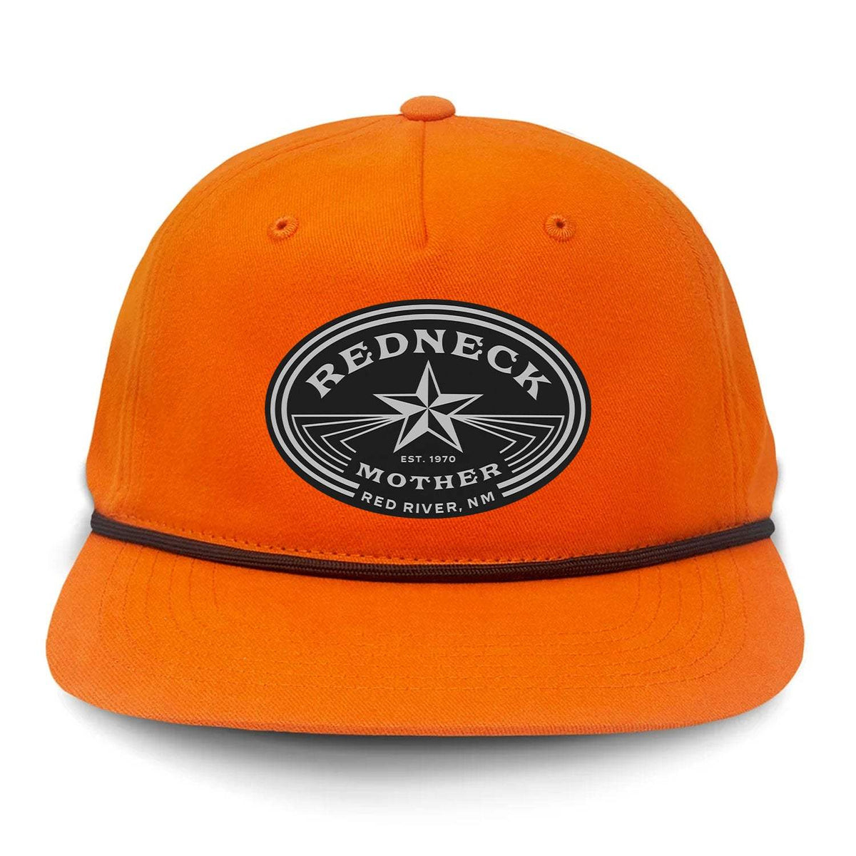 Redneck Mother Flat Bill Rope Leather Patch Hat - Blaze